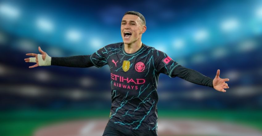 Phil Foden in action playing for Manchester City