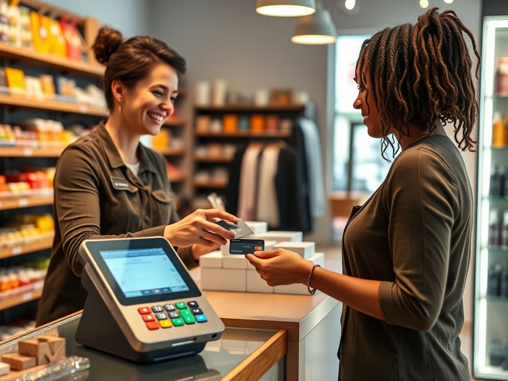 Modern card machine accepting chip, contactless and mobile wallet payments