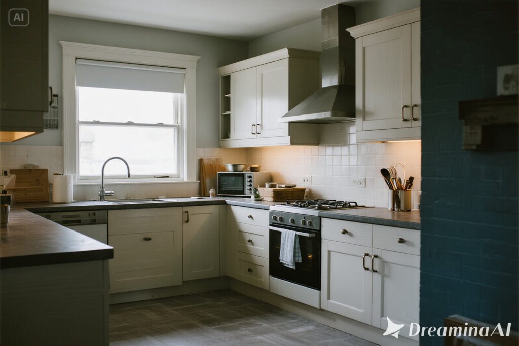 Contemporary DIY kitchen interior in a UK property