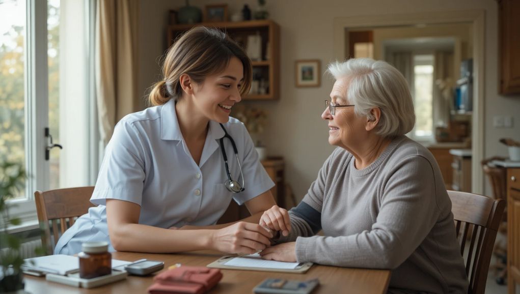 Live-in caregiver supporting an elderly client with included accommodation