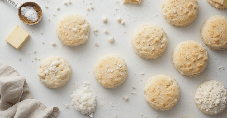 Ingredients laid out for an easy homemade fork biscuits recipe