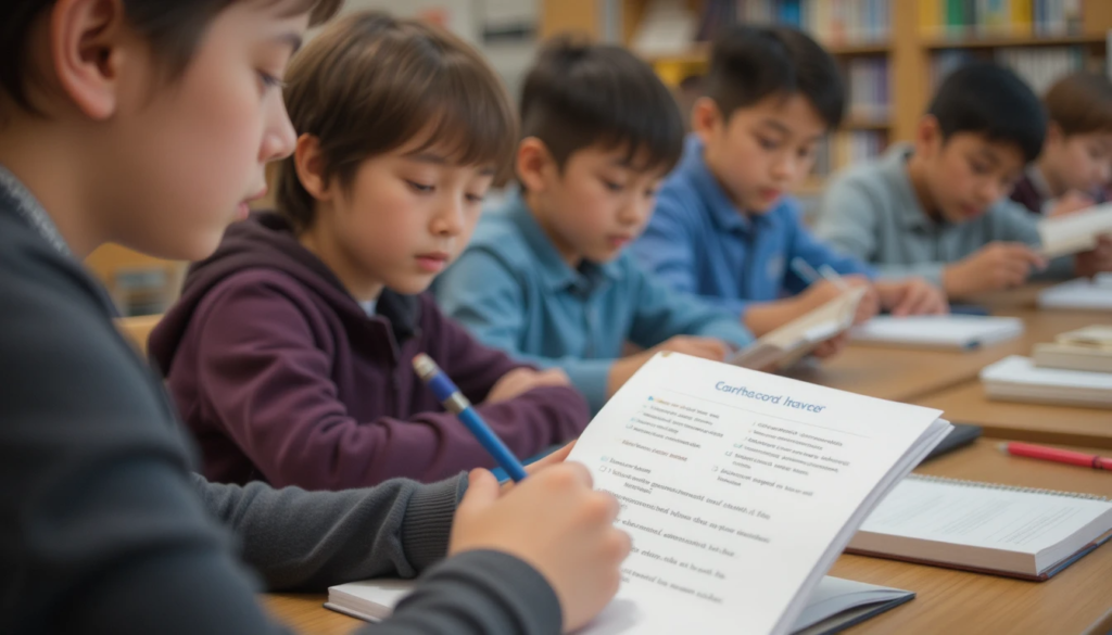Small group guided reading session in a classroom
