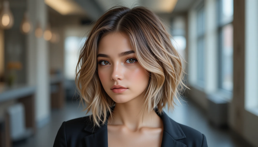 Layered textured bob with natural movement as a 2020 hairstyle