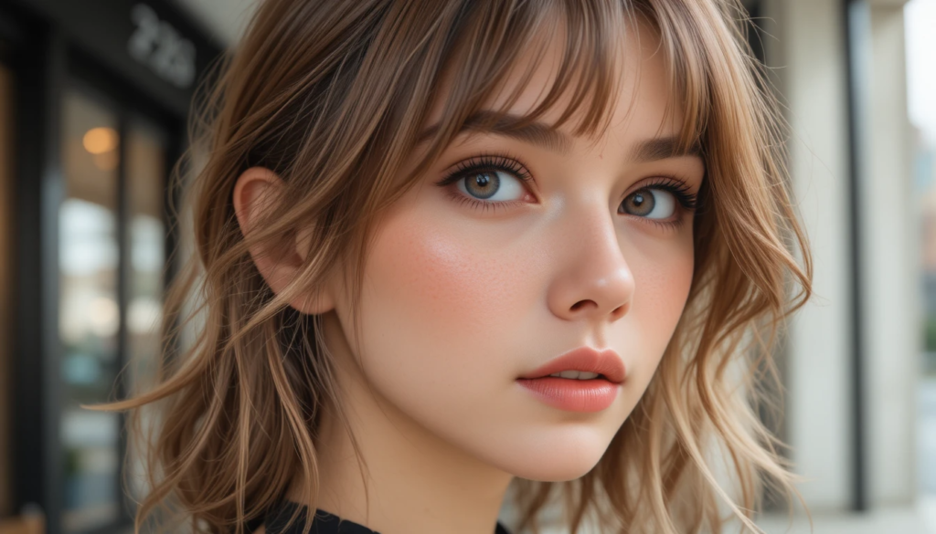 Curtain bangs face-framing 2020 hairstyle softening facial features