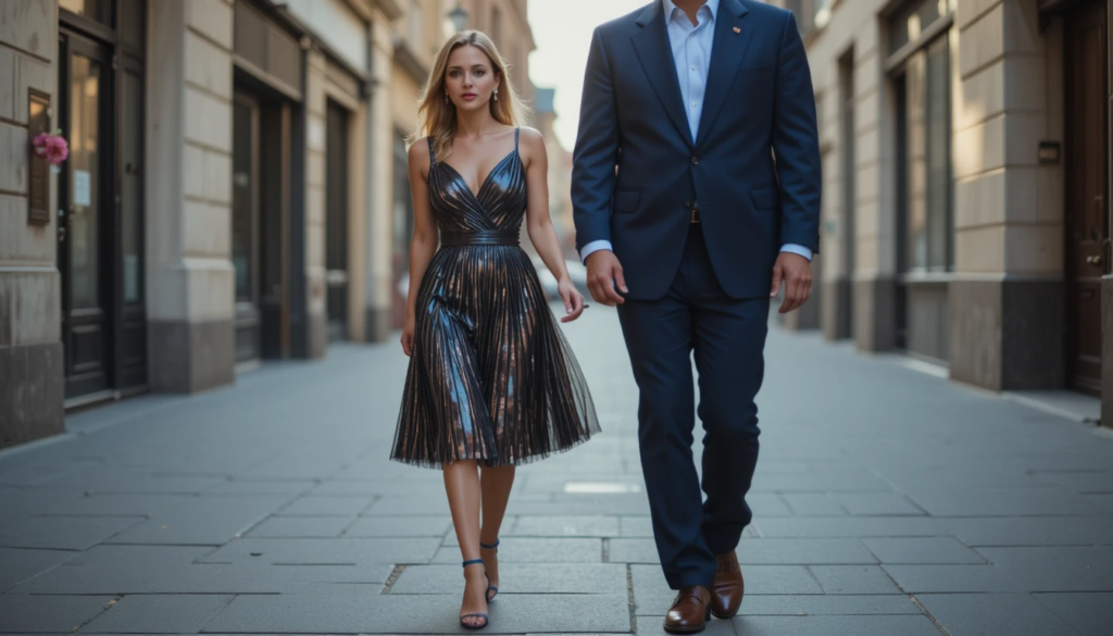 Men's cocktail attire with tailored suit and dress shoes