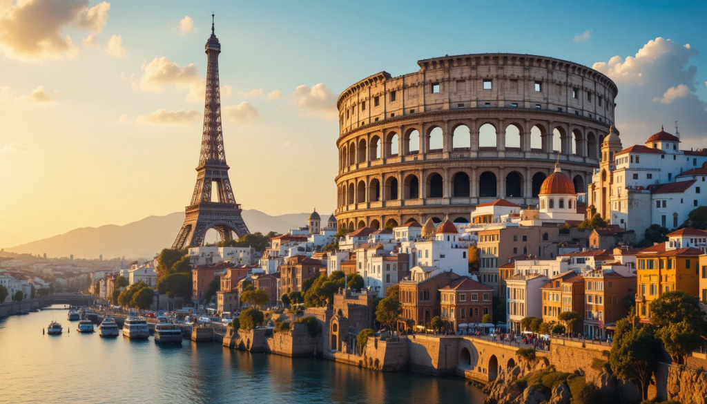 Popular multi-destination travel route across scenic global landmarks