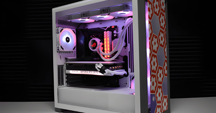 Complete white PC setup with monitor, keyboard and mouse