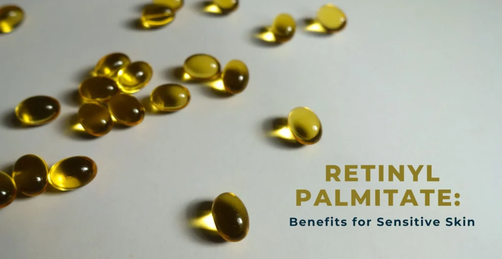 Retinol for sensitive skin blog banner with skincare products