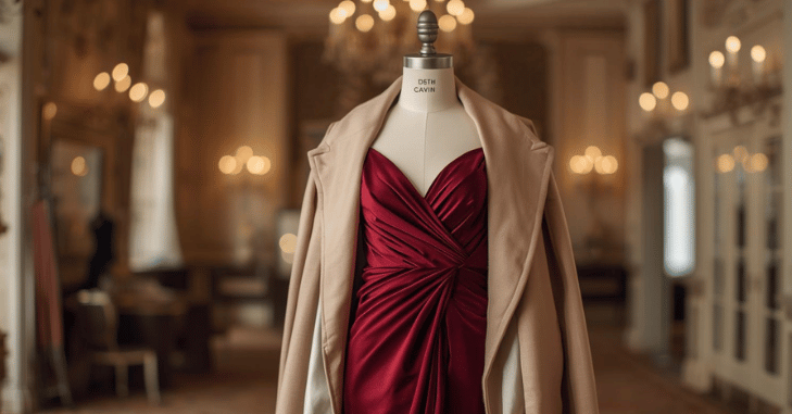 Emerald velvet dress paired with seasonal accessories