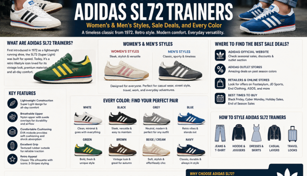 Ultimate Guide to Adidas SL72 Trainers: Women’s & Men’s Styles, Sale Deals, and Every Color