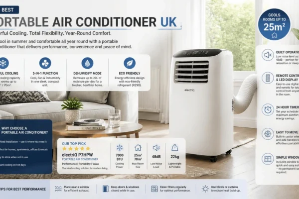 Best Portable Air Conditioner UK: 6 Top Cooling Picks for Bedrooms, Flats, Home Offices, Large Rooms